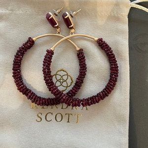 Maroon large hoop earrings